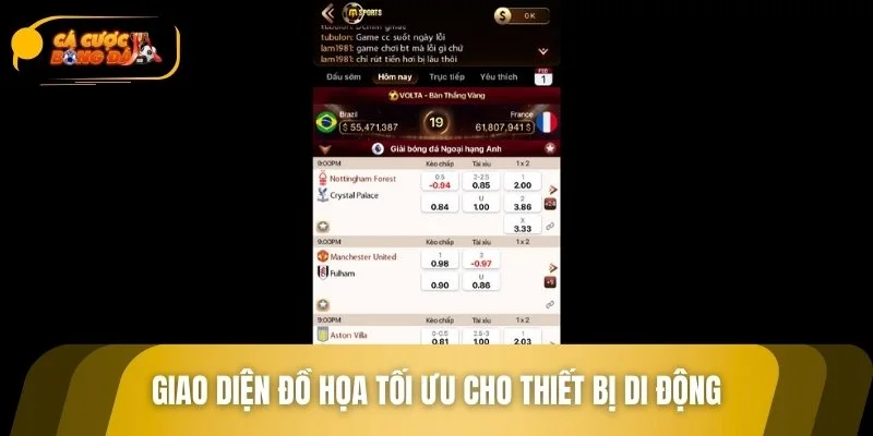 Trải nghiệm đặt cược mượt mà trên ứng dụng di động